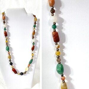 Polished natural stone necklace with screw fastener.